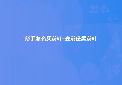 新手怎么买茶叶-去茶庄卖茶叶