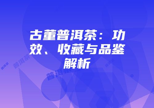 古董普洱茶：功效、收藏与品鉴解析