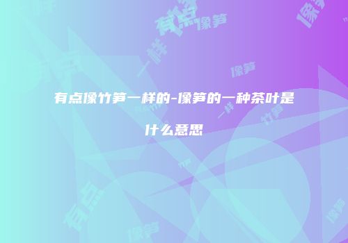 有点像竹笋一样的-像笋的一种茶叶是什么意思