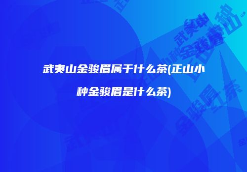 武夷山金骏眉属于什么茶(正山小种金骏眉是什么茶)