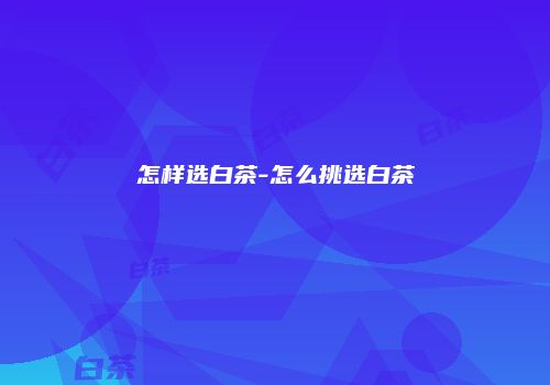 怎样选白茶-怎么挑选白茶