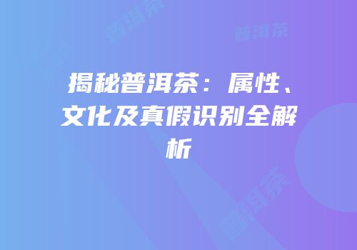 揭秘普洱茶：属性、文化及真假识别全解析
