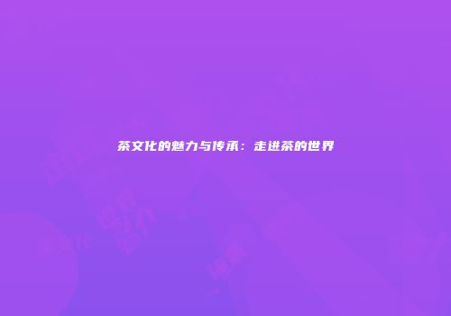 茶文化的魅力与传承：走进茶的世界