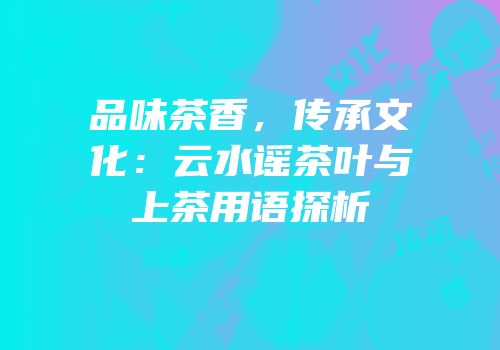 品味茶香，传承文化：云水谣茶叶与上茶用语探析