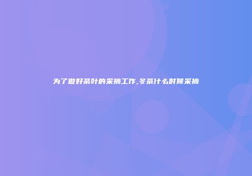 为了做好茶叶的采摘工作,冬茶什么时候采摘
