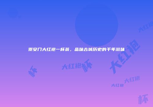 崇安门大红袍一杯茶，品味古城历史的千年滋味