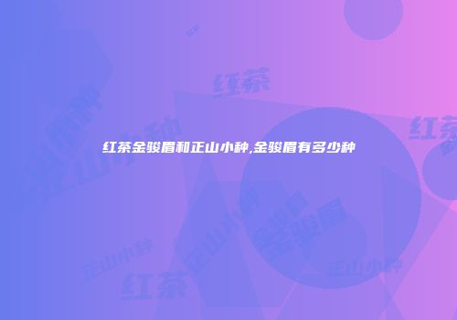 红茶金骏眉和正山小种,金骏眉有多少种