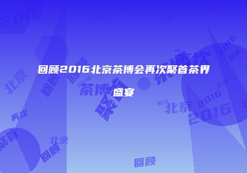 回顾2016北京茶博会再次聚首茶界盛宴