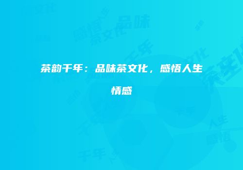 茶韵千年：品味茶文化，感悟人生情感
