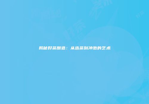 揭秘好茶酿造：从选茶到冲泡的艺术