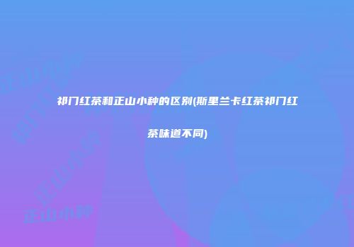 祁门红茶和正山小种的区别(斯里兰卡红茶祁门红茶味道不同)