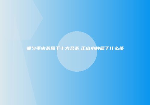都匀毛尖茶属于十大名茶,正山小种属于什么茶