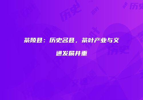 茶陵县：历史名县，茶叶产业与交通发展并重