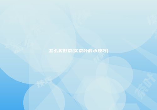怎么买好茶(买茶叶的小技巧)
