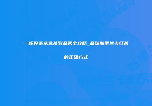 一杯好茶从选茶到品茗全攻略_品味斯里兰卡红茶的正确方式