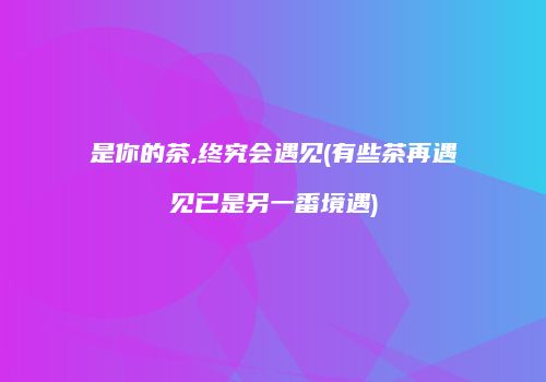 是你的茶,终究会遇见(有些茶再遇见已是另一番境遇)