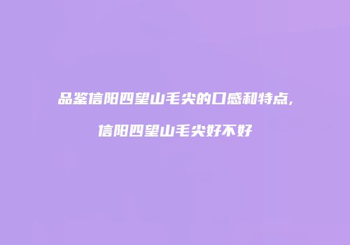 品鉴信阳四望山毛尖的口感和特点,信阳四望山毛尖好不好