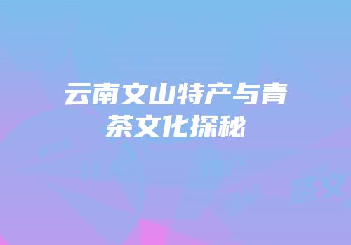 云南文山特产与青茶文化探秘