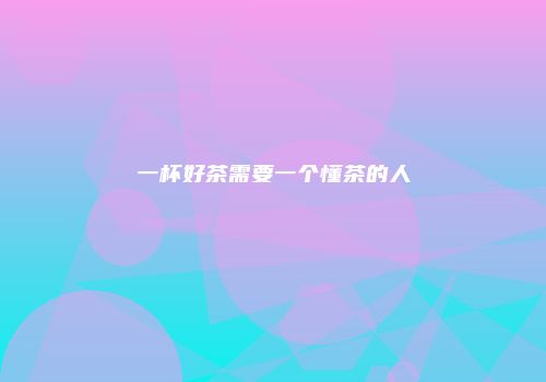 一杯好茶需要一个懂茶的人