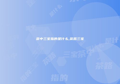 茶中三宝指的是什么,茶路三宝