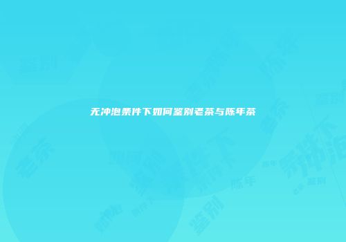 无冲泡条件下如何鉴别老茶与陈年茶