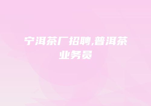 宁洱茶厂招聘,普洱茶业务员