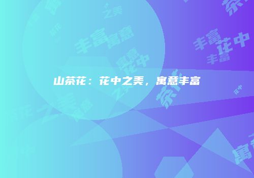 山茶花：花中之美，寓意丰富