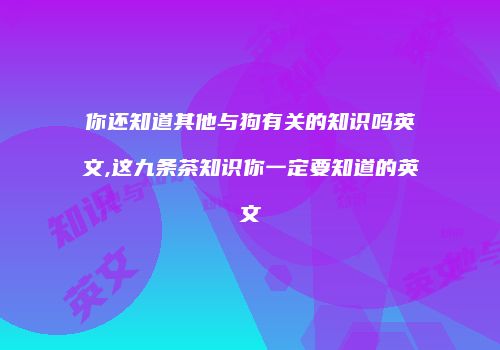 你还知道其他与狗有关的知识吗英文,这九条茶知识你一定要知道的英文