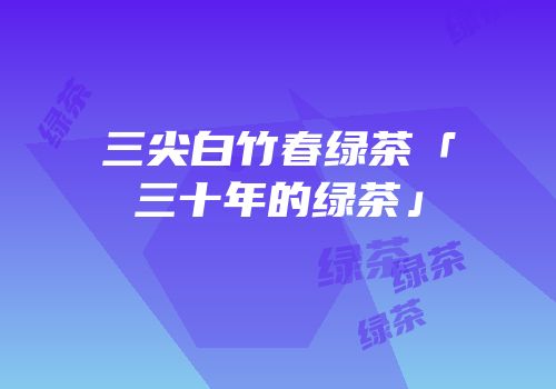 三尖白竹春绿茶「三十年的绿茶」
