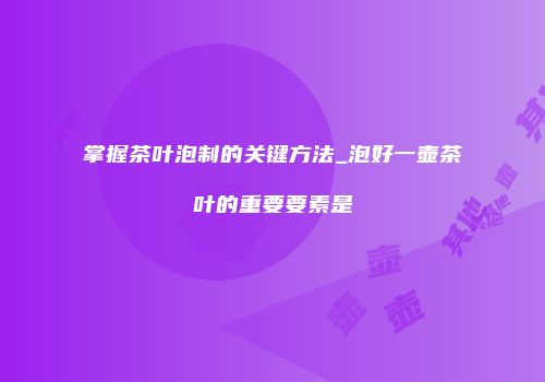 掌握茶叶泡制的关键方法_泡好一壶茶叶的重要要素是
