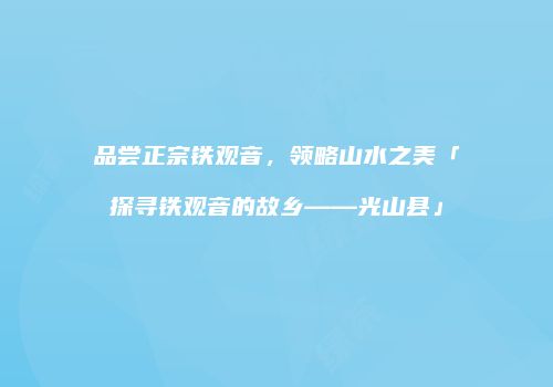 品尝正宗铁观音，领略山水之美「探寻铁观音的故乡——光山县」
