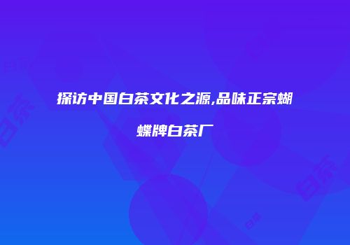 探访中国白茶文化之源,品味正宗蝴蝶牌白茶厂