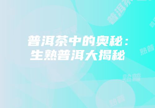 普洱茶中的奥秘：生熟普洱大揭秘