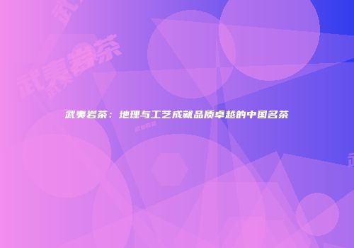 武夷岩茶：地理与工艺成就品质卓越的中国名茶
