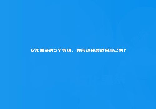安化黑茶的5个等级，如何选择最适合自己的？