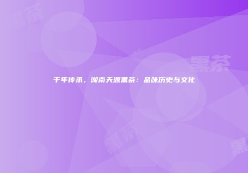 千年传承，湖南天源黑茶：品味历史与文化
