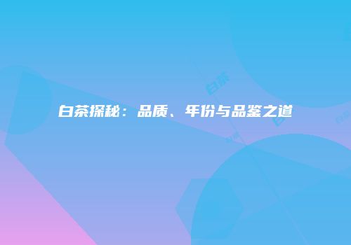 白茶探秘：品质、年份与品鉴之道