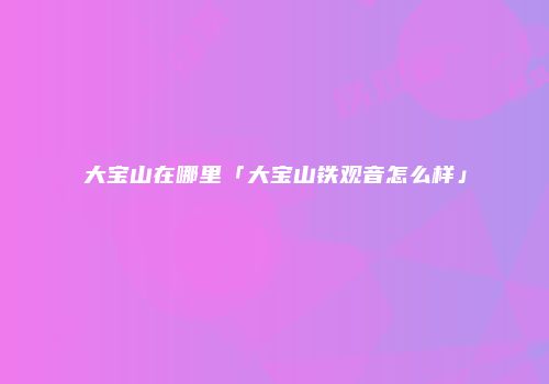 大宝山在哪里「大宝山铁观音怎么样」