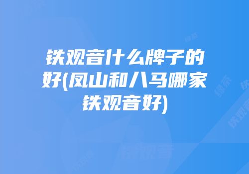 铁观音什么牌子的好(凤山和八马哪家铁观音好)