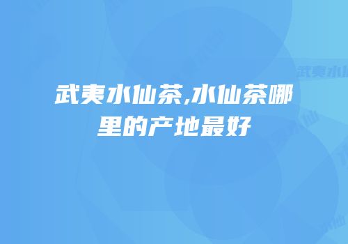 武夷水仙茶,水仙茶哪里的产地最好