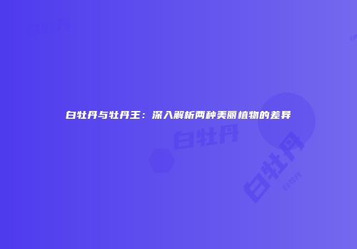 白牡丹与牡丹王：深入解析两种美丽植物的差异
