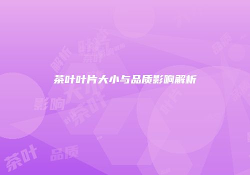茶叶叶片大小与品质影响解析