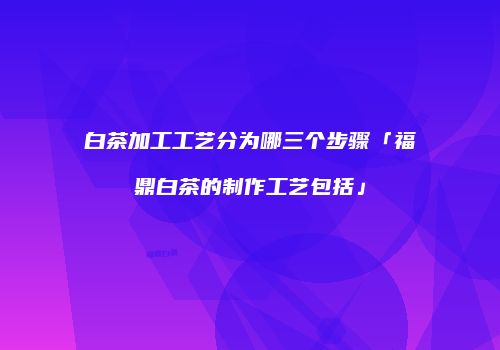 白茶加工工艺分为哪三个步骤「福鼎白茶的制作工艺包括」