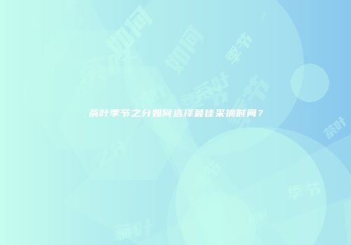 茶叶季节之分如何选择最佳采摘时间？