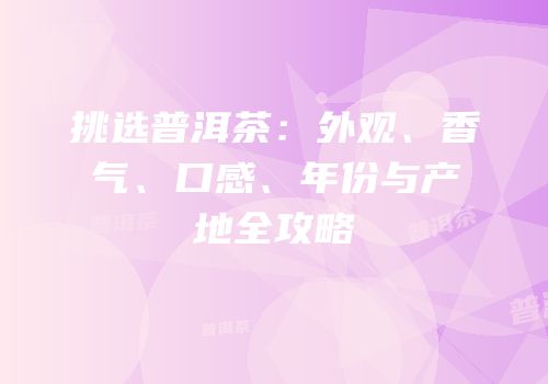 挑选普洱茶：外观、香气、口感、年份与产地全攻略