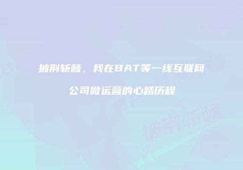 披荆斩棘，我在BAT等一线互联网公司做运营的心路历程