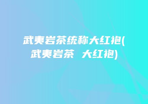 武夷岩茶统称大红袍(武夷岩茶 大红袍)