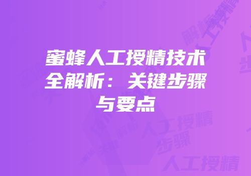 蜜蜂人工授精技术全解析：关键步骤与要点