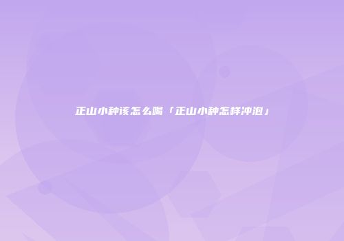 正山小种该怎么喝「正山小种怎样冲泡」