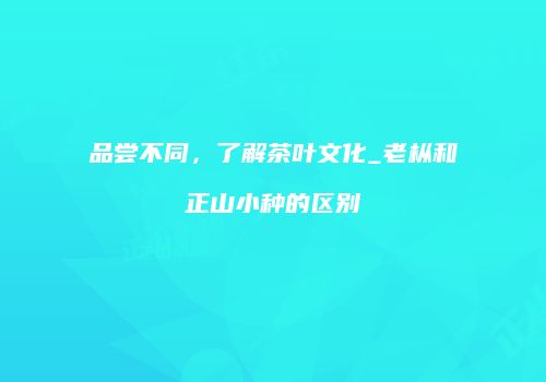 品尝不同，了解茶叶文化_老枞和正山小种的区别